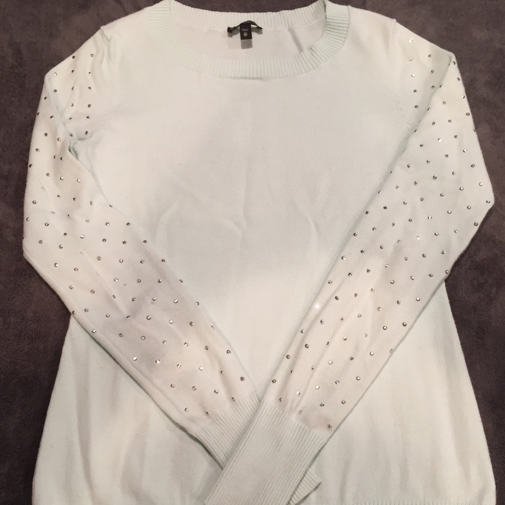Express - Rhinestone Embellished Sleeve Sweater - Picture 2 of 4